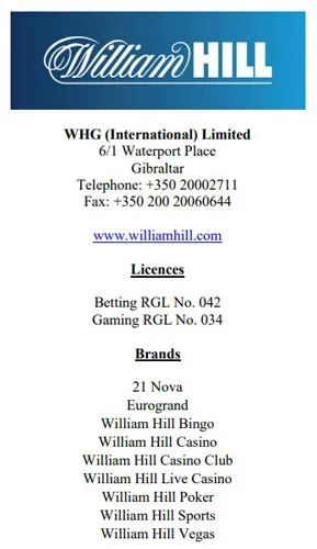 ウィリアムヒルカジノのライセンス